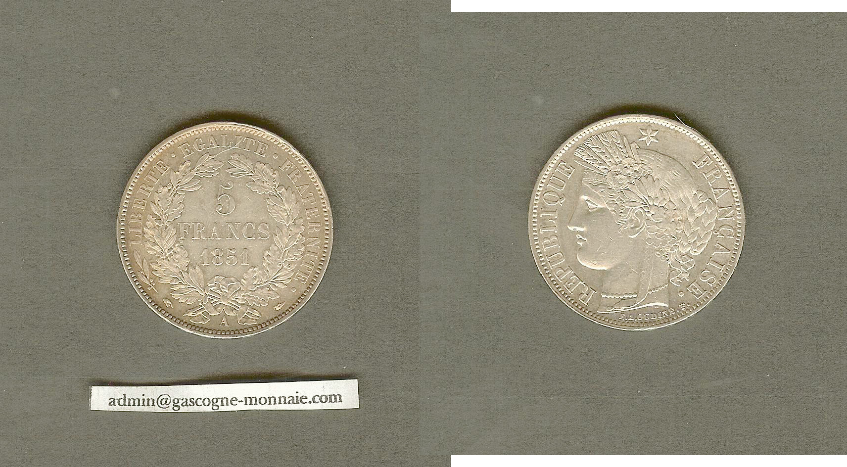 5 francs Ceres 1851A  gEF